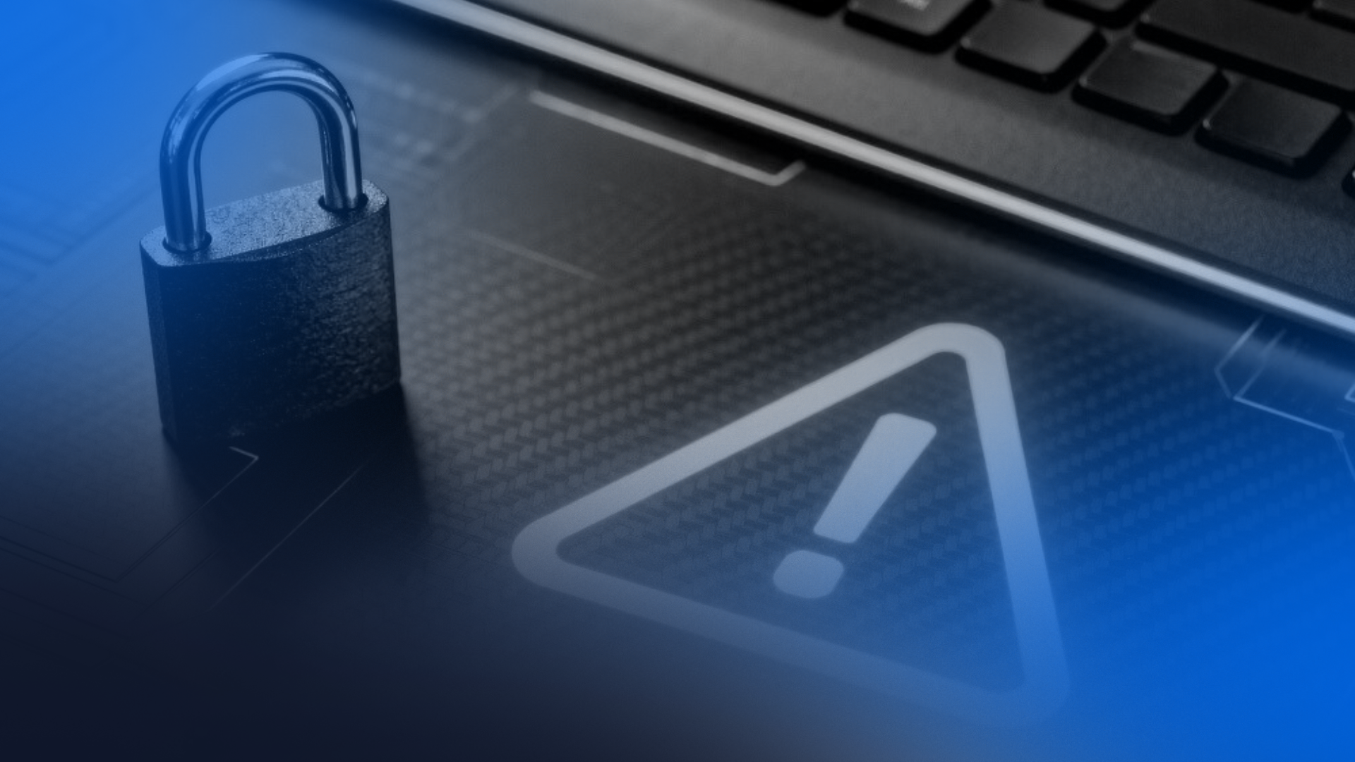 Cadeado e símbolo de alerta, simbolizando a engenharia social e golpes